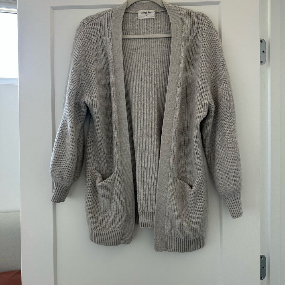Wilfred Free Light Gray Open-Front Cardigan